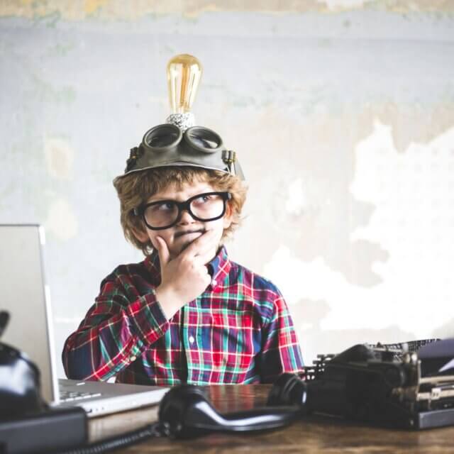 Young boy planning